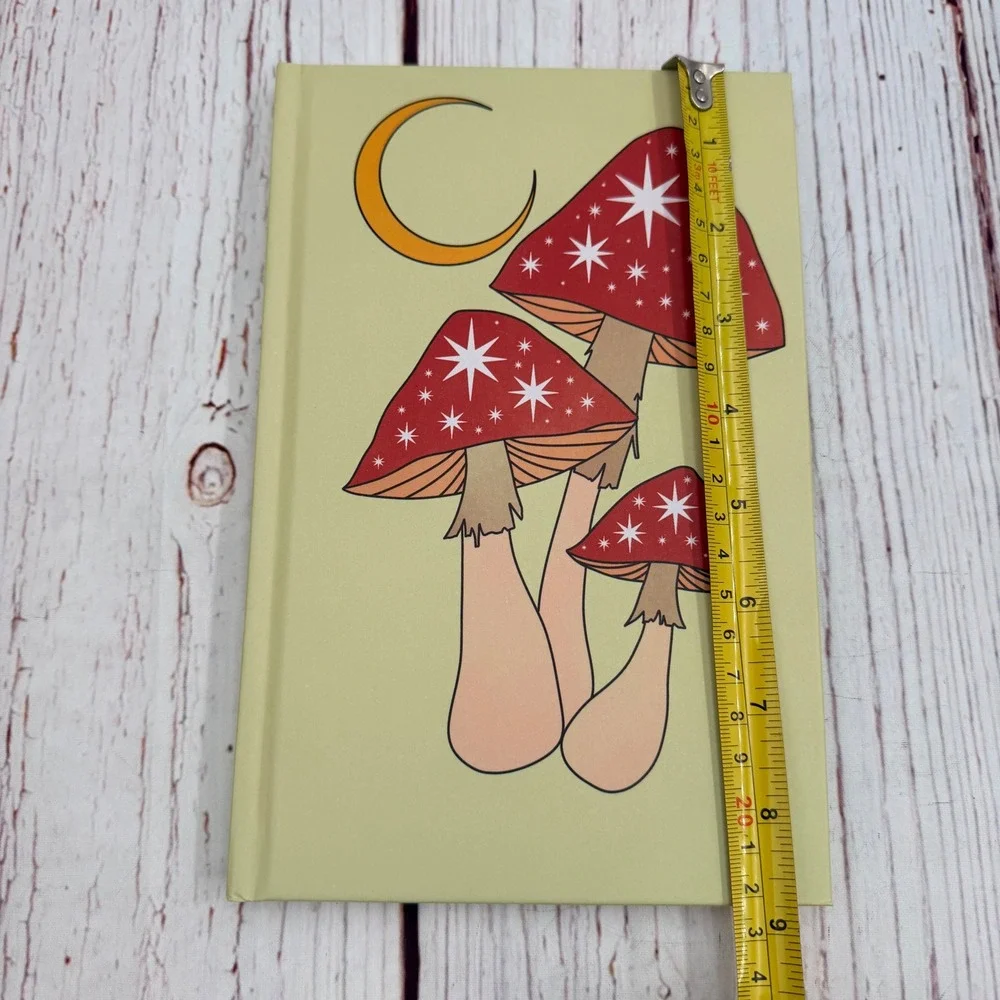 Ark Made Mushroom Moon Lined Journal Hardcover Handmade Notebook Sage Green 50pg